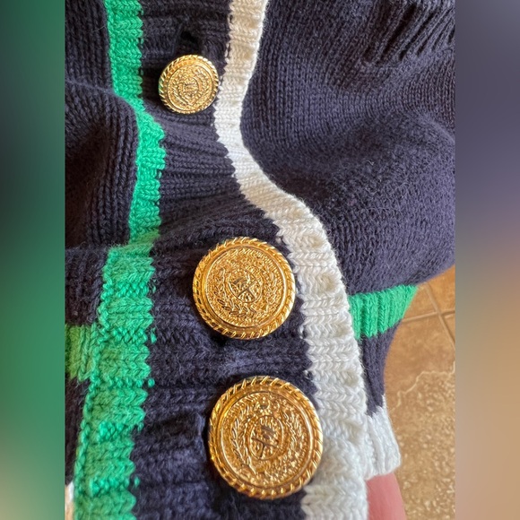 Marks & Spencer Preppy Varsity Vintage Cardigan with Argyle Pattern 100% Cotton - Picture 3 of 10